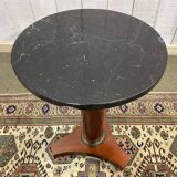 1960s Empire style pedestal table in cherry wood with black marble top