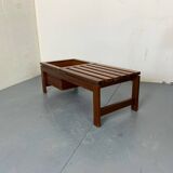 Table d'appoint mid-century moderne à lattes en teck avec support pour plantes, 1960s