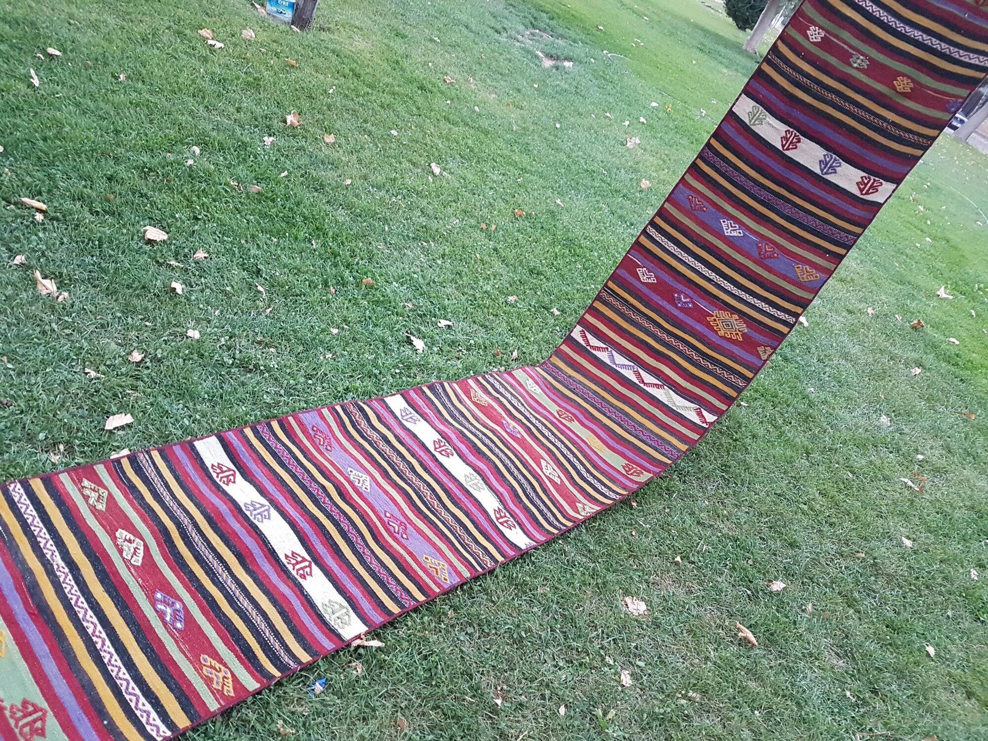 Vintage Turkish hallway rug 63x637 cm