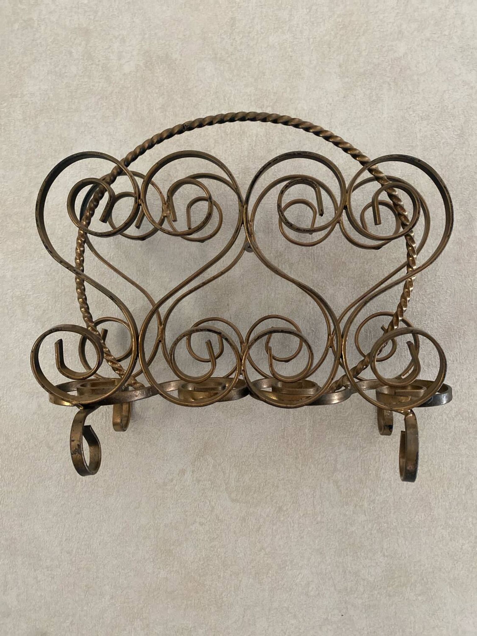 60s magazine rack in gold metal