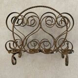 60s magazine rack in gold metal