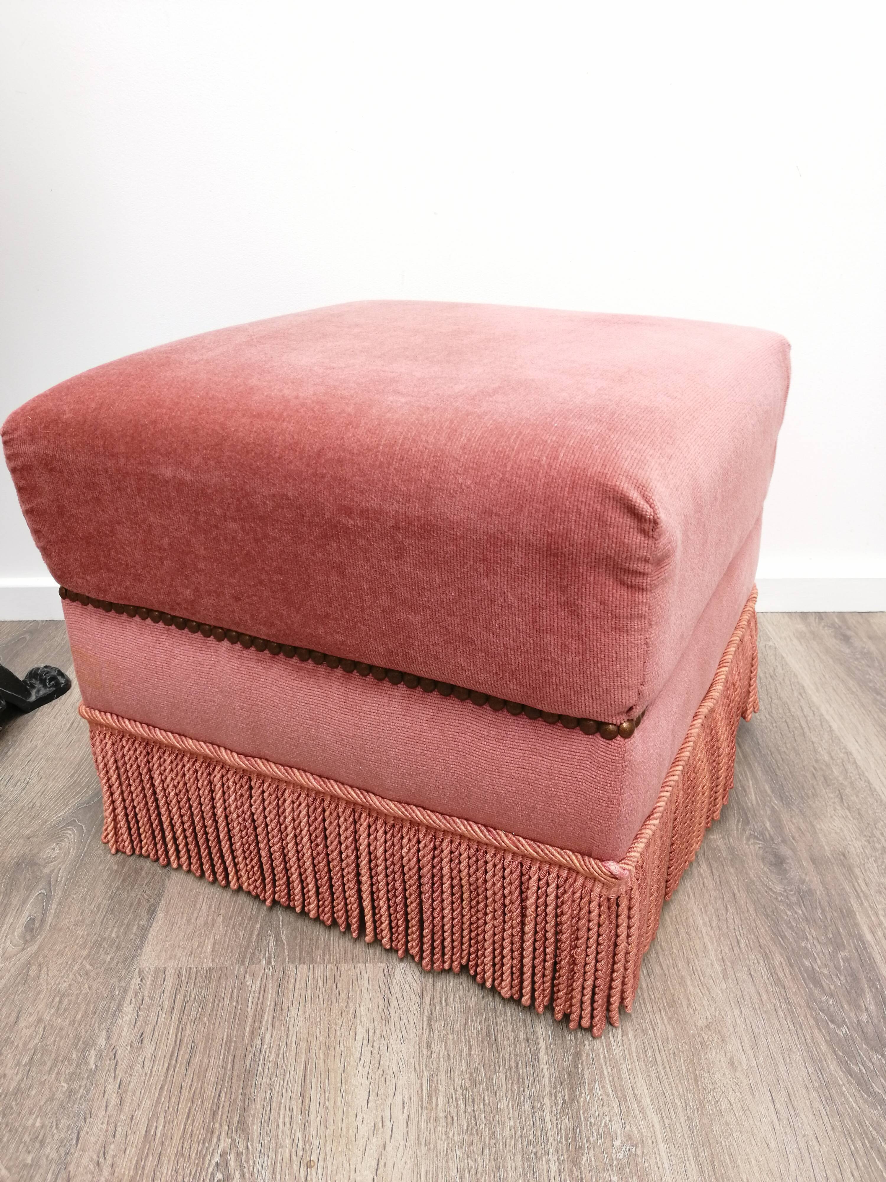 Pink square pouf