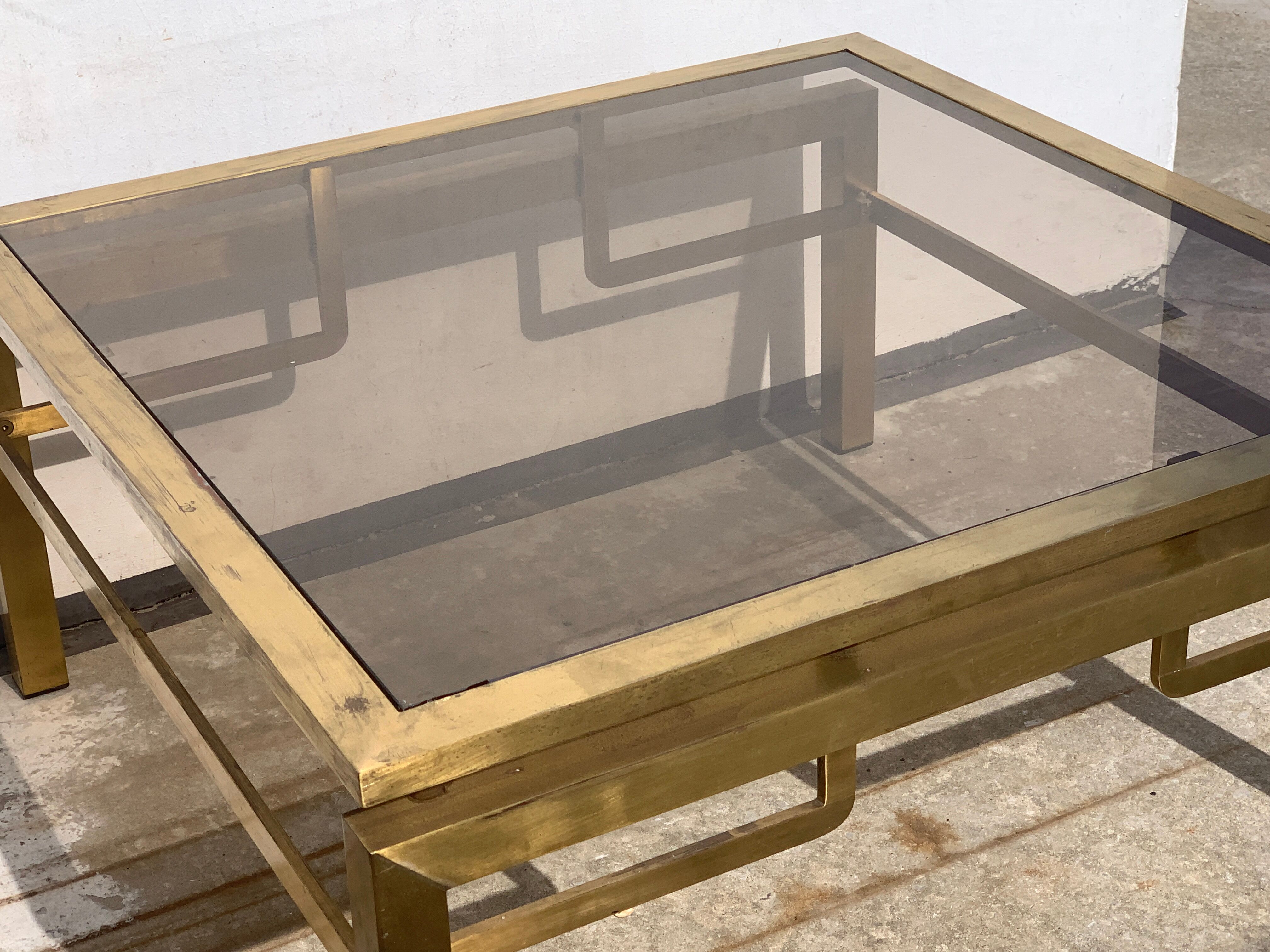 Guy Lefèvre's gilded metal coffee table for Maison Jansen, 1970