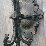 Pair of black wrought iron sconces - neo-Gothic style - from the 1950s