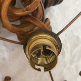 Vintage rattan pendant lamp with paper lampshade