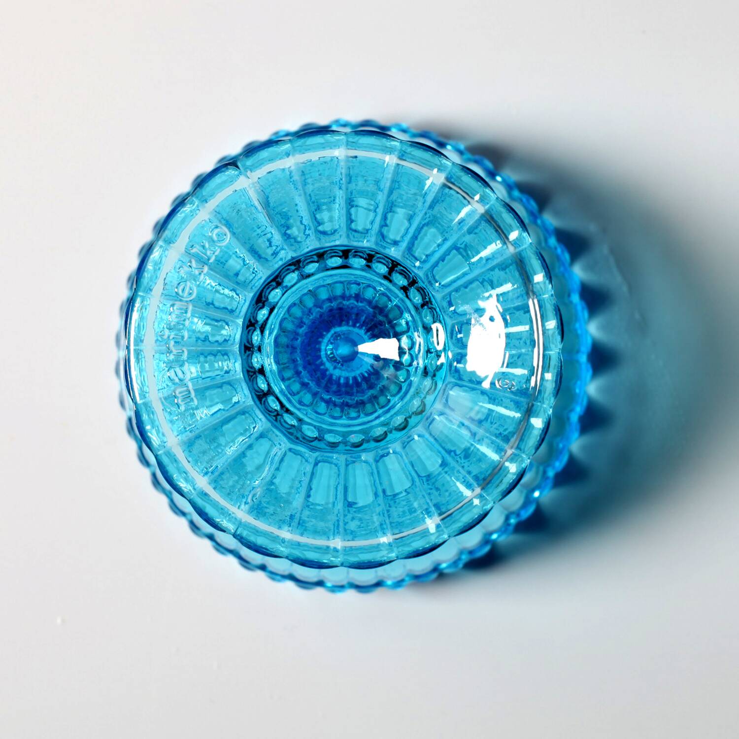 Vintage Iittala Marimekko Aqua Blue Pedestal Bowl - Finnish Design