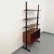 Vintage teak and metal shelf bookcase from the 60s