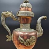 Tibetan ceremonial copper teapot aftaba dragon ewer