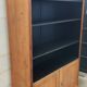Large waxed pine bookcase with two doors
