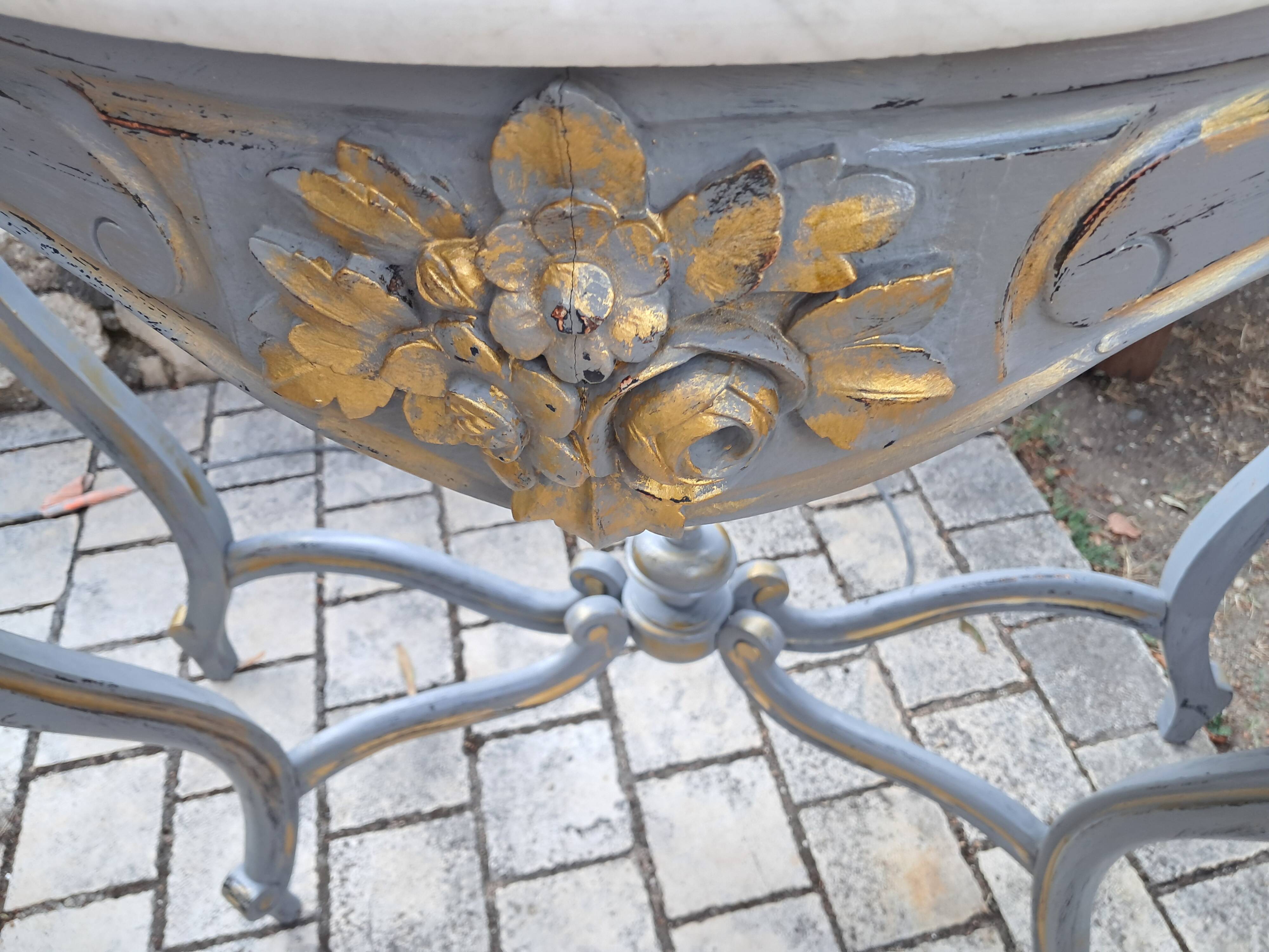 Console en bois et marbre