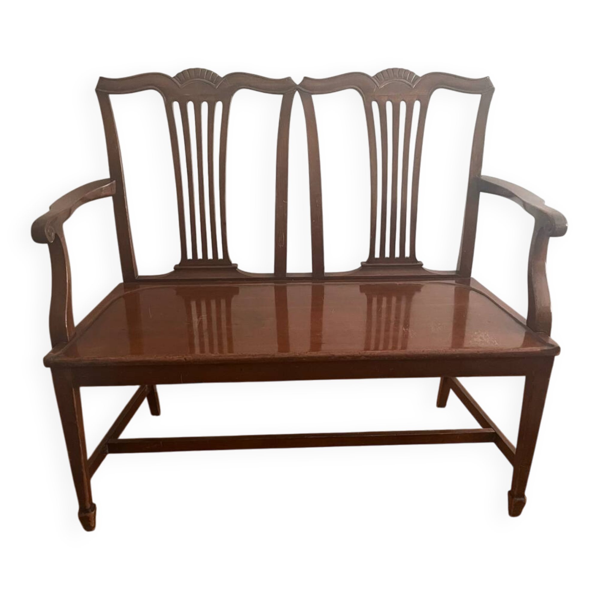 Mahogany banquette canapé in Hepplewhite style