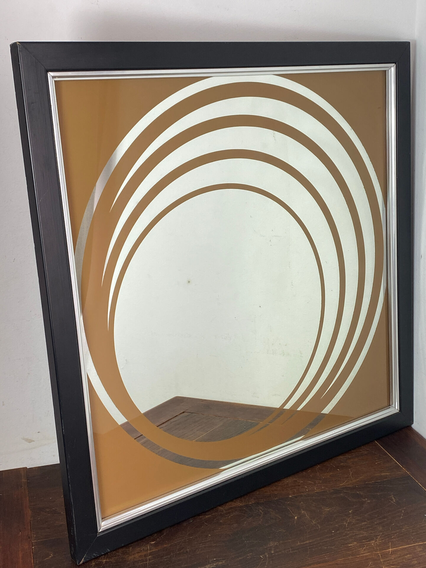 Grand miroir  Op Art, années 70,  Made in England