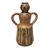 Magnifique vase en céramique en forme de dame, à glaçure multicolore. Danemark 1970-80
