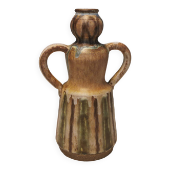 Beautiful ceramic vase in the shape of a lady, in multicolored glaze. Denmark 1970-80s