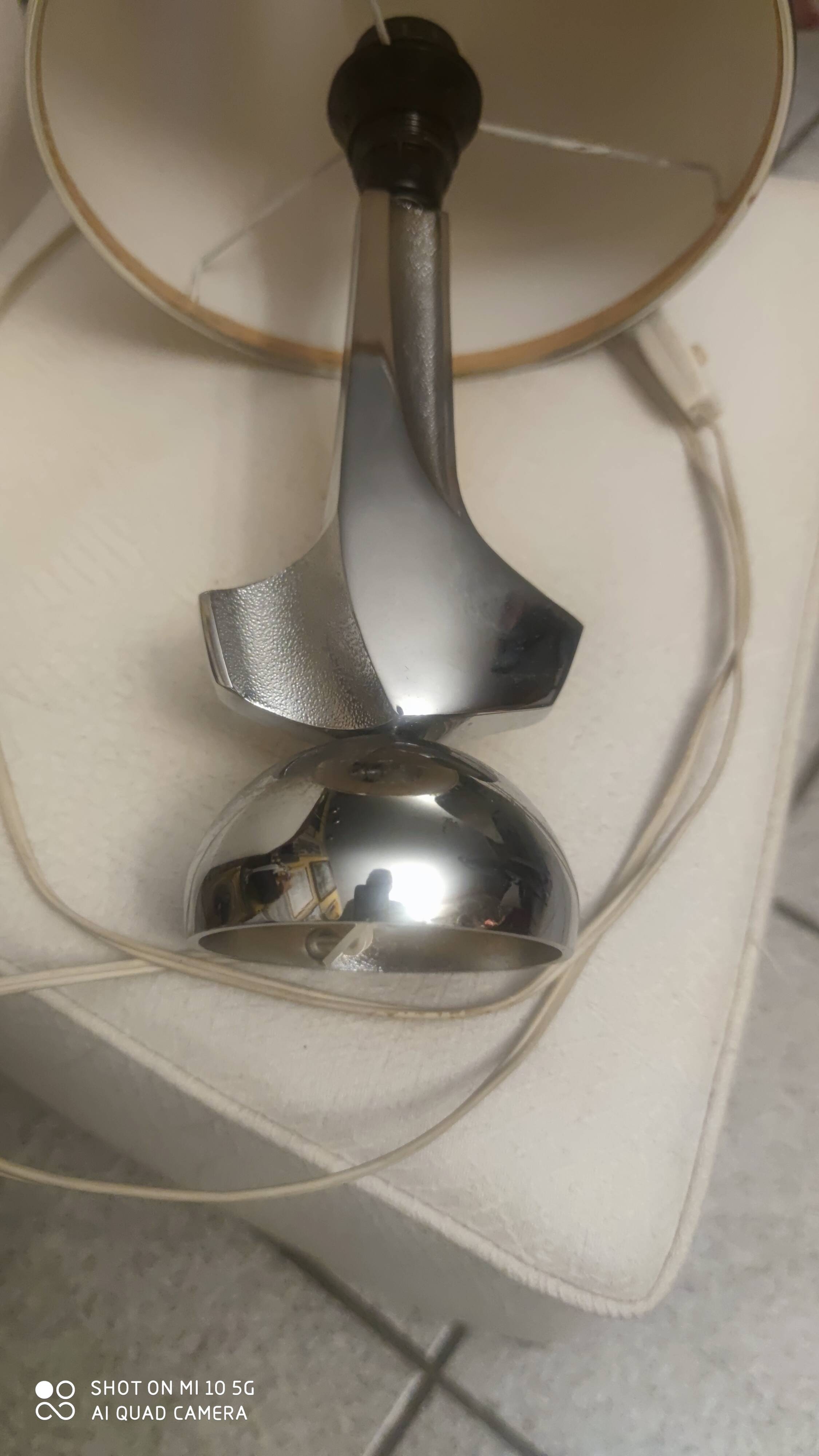 Chrome-plated metal lamp circa 1970