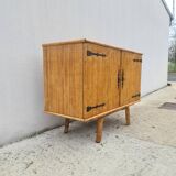 Rattan bamboo sideboard atttributed to Audoux Minnet vintage 60's