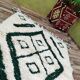 Handwoven Berber rug in green and white, 100x200 cm.