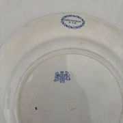 Assiette plate ancienne terre de fer bleu clair HB choisy le roi modèl