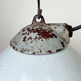 Industrial Grey Enamel Factory Lamp with Cast Iron Top from Zaos, 1960