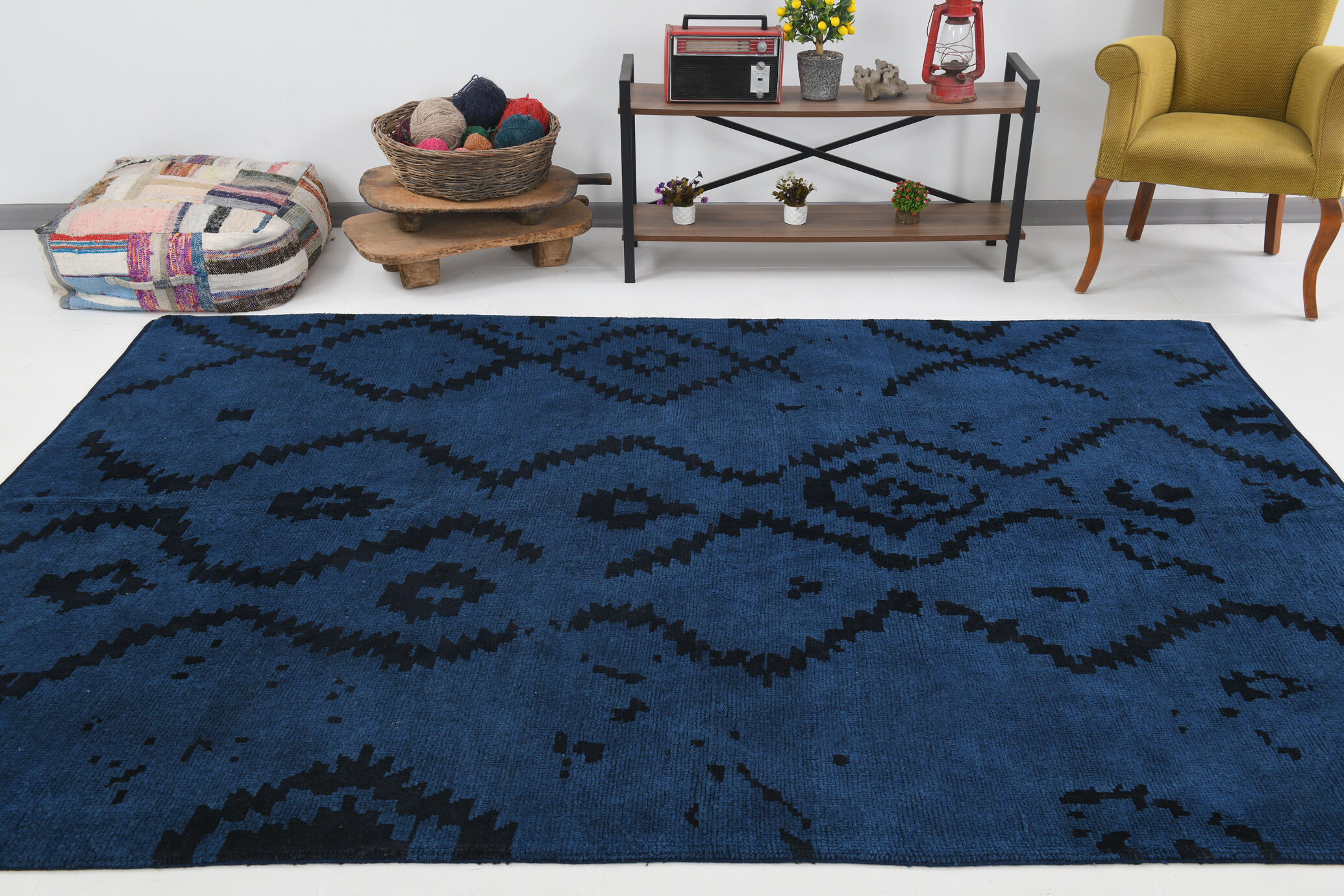 Navy Blue Hemp Carpet Rug,293x219Cm