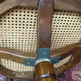 Fauteuil de bureau en bois courbé pivotant assise cannée