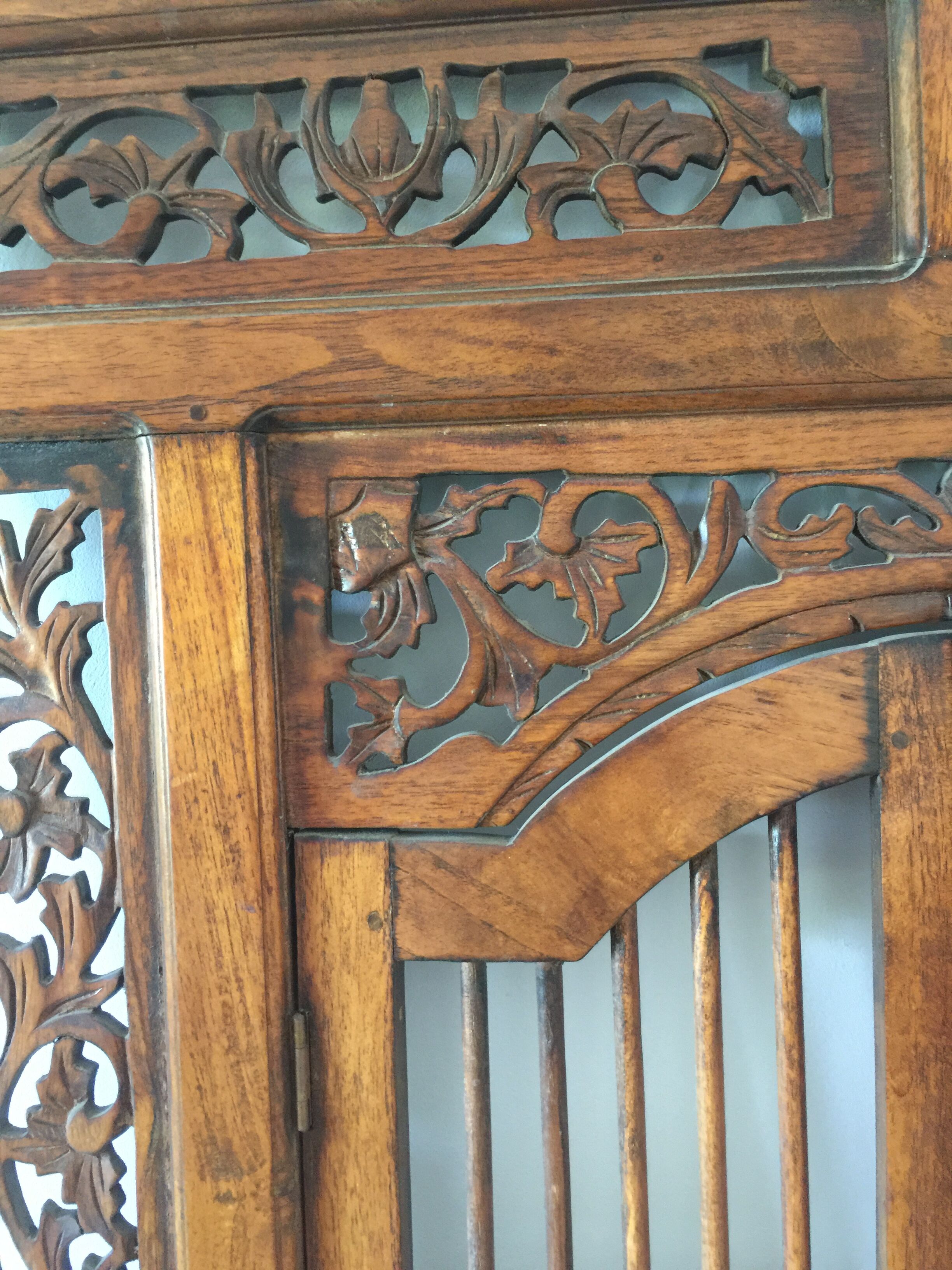 Indian carved wood window