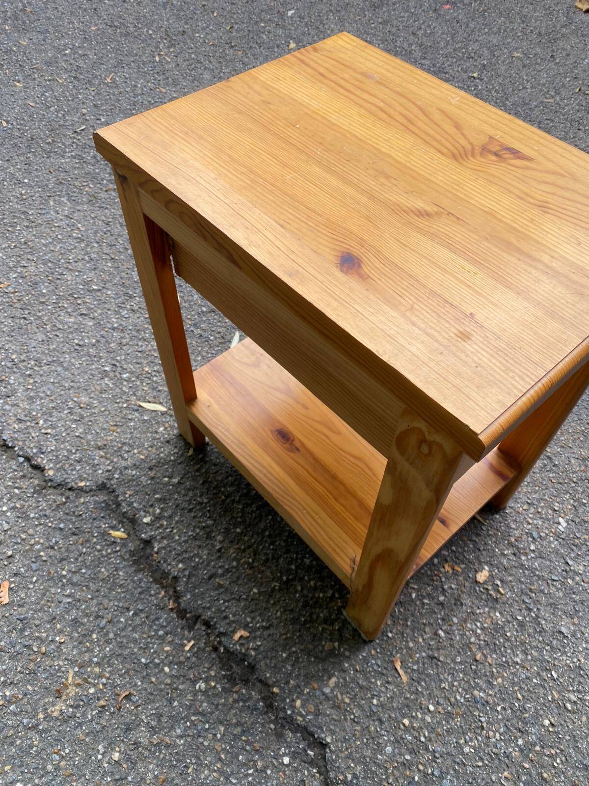 Solid pine bedside table with drawer 1990