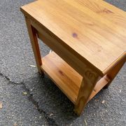 Solid pine bedside table with drawer 1990
