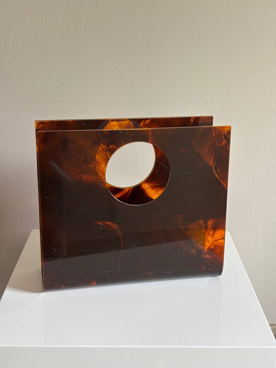 70s plexiglass magazine rack