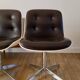 Set of 4 Executive Strafor shell chairs in leather, plastic and chrome 1970s