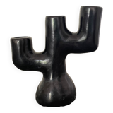 Black clay candle holder