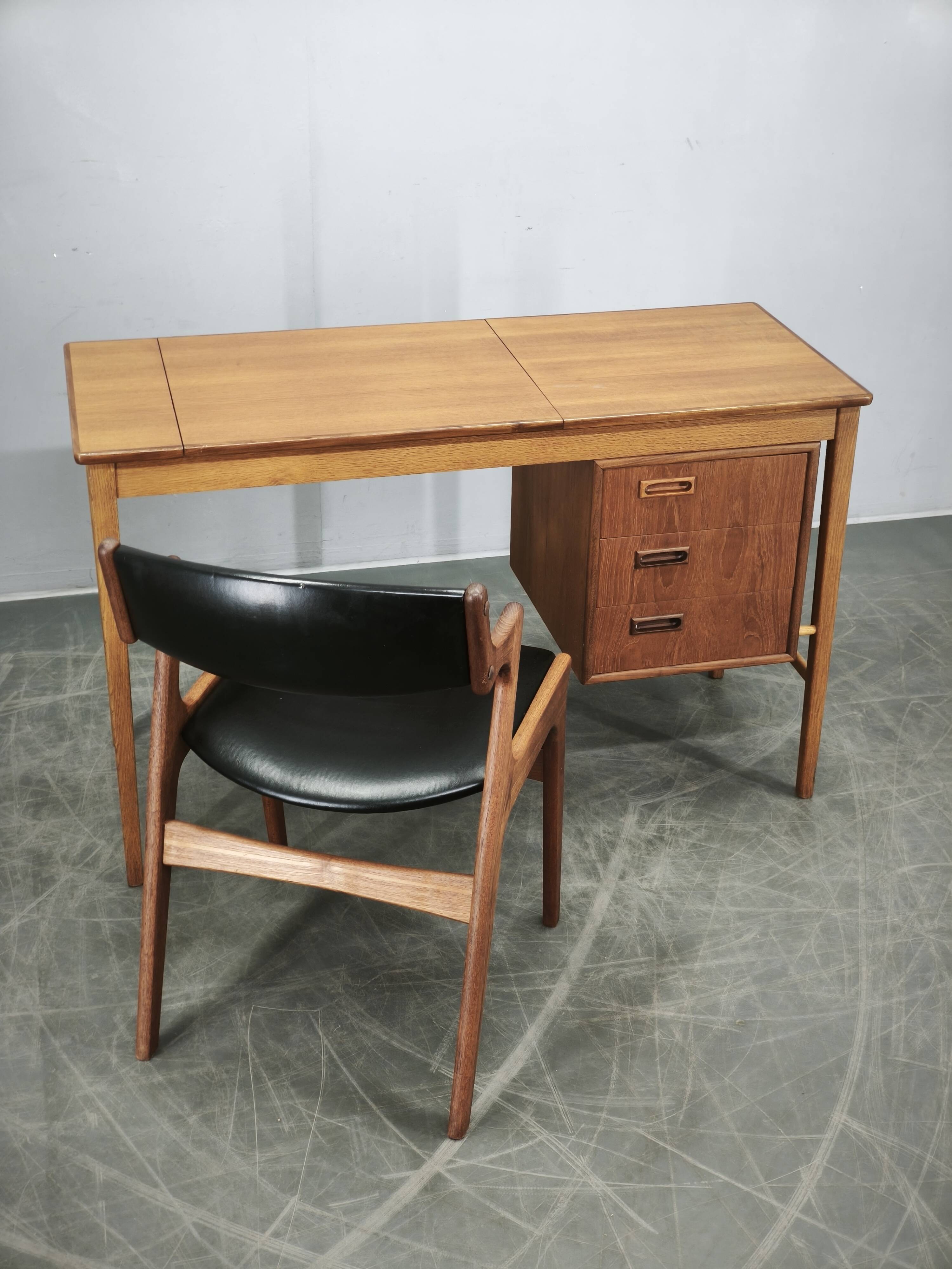 Sven Aage Madsen Teak Vanity Desk with Mirror, Denmark, 1960s