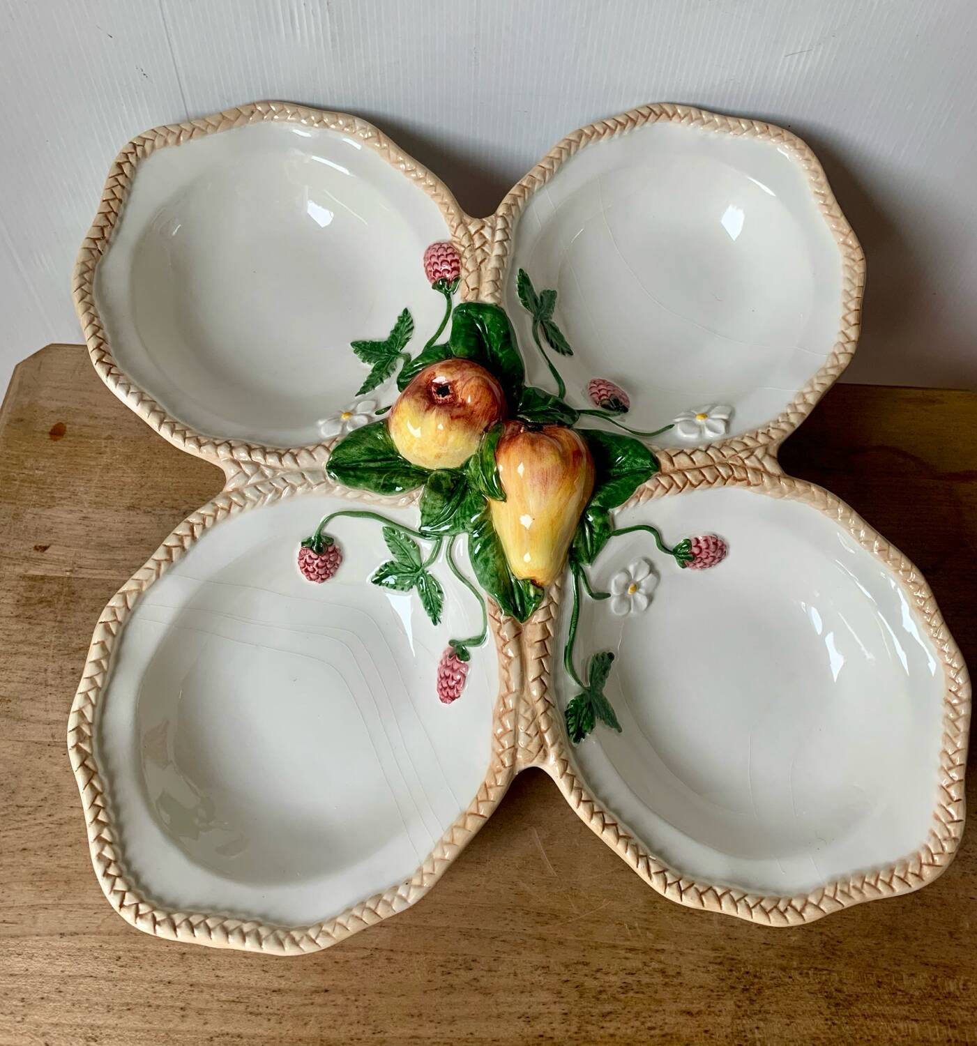 Large vintage barbotine aperitif serving dish