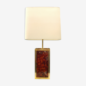 Lampe en laiton doré et décor façon écaille