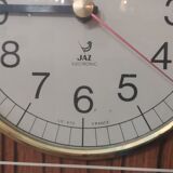 Old wall clock jaz quartz wall clock in formica brown 1960s