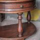 Pair of rounded wooden bedside tables, bedside table, end table.