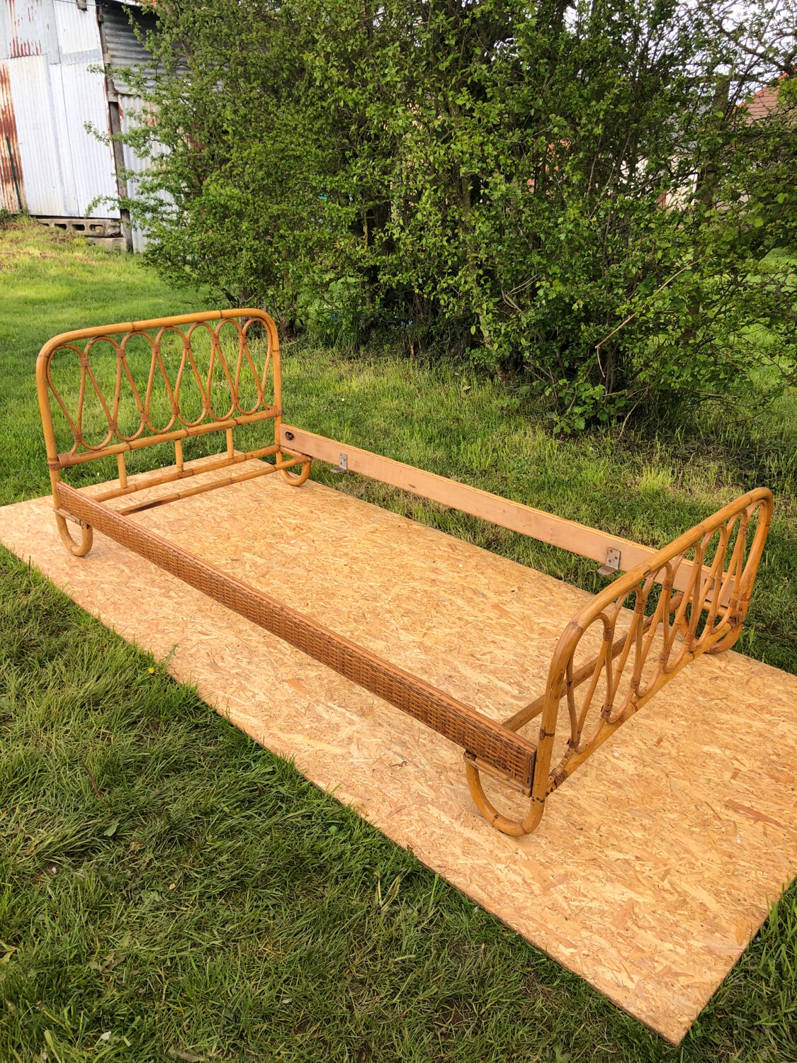 Rattan bed.