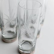 Lot of 6 drinking glasses - silver base, engraved wheat and floral decoration - Italy 1960s