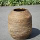 Very large old basket, burgundy straw and bramble, woven basket