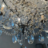 Antique cage chandelier with rock crystal pendants