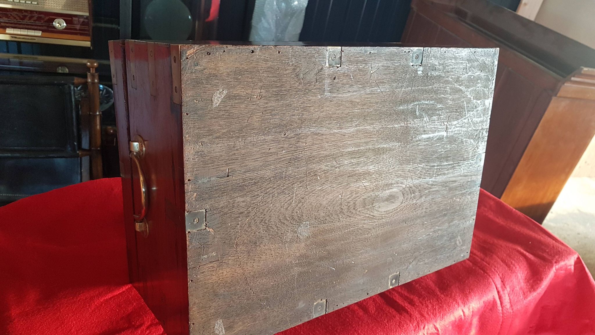 Marine trunk travel cabinet period 19th wood and brass