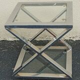 Pretty designer 1970 chrome base table - end table
