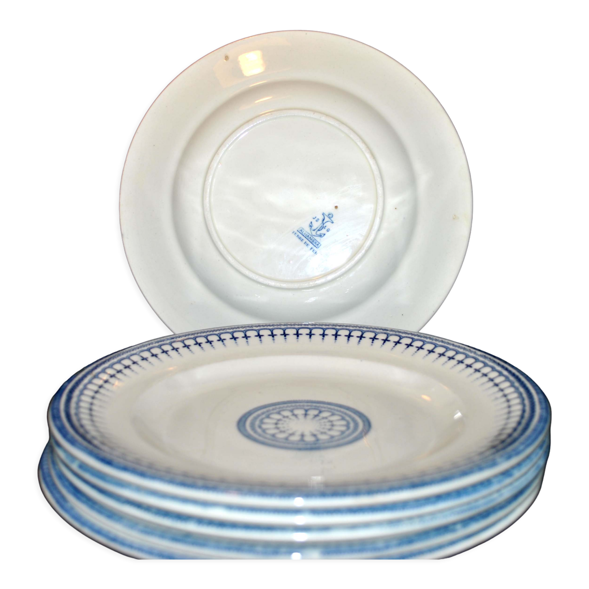 Flat plates Alhambra earthenware of Clairefontaine J.S & G "Terre de fer" 22.5cm