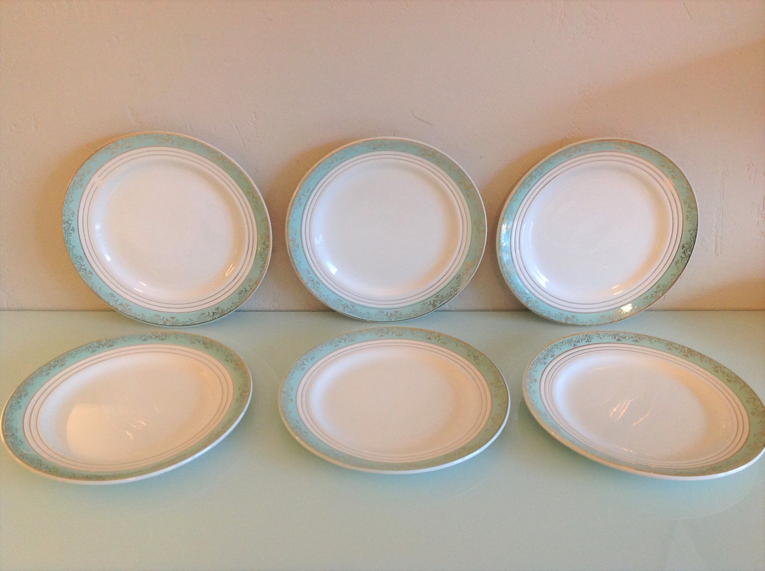 Six flat plates decor Sully by Ceranord/ vintage 50/60s