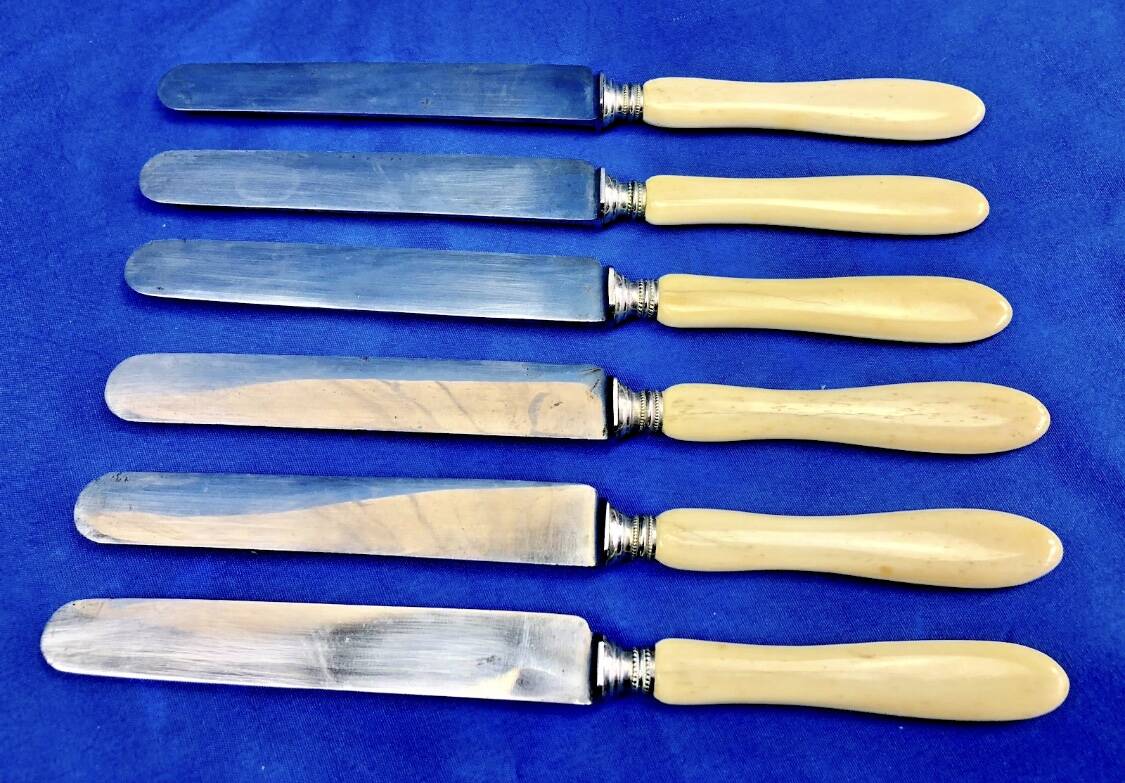 6 antique dessert cheese knives from the 19th century