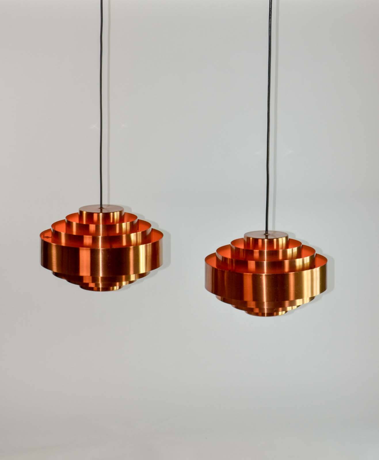 Pair of Midcentury Copper Pendants by Jo Hammerborg for Fog & Mørup, 1960s