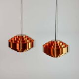 Pair of Midcentury Copper Pendants by Jo Hammerborg for Fog & Mørup, 1960s