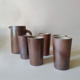 Service orangeade artisanal stoneware vintage 70