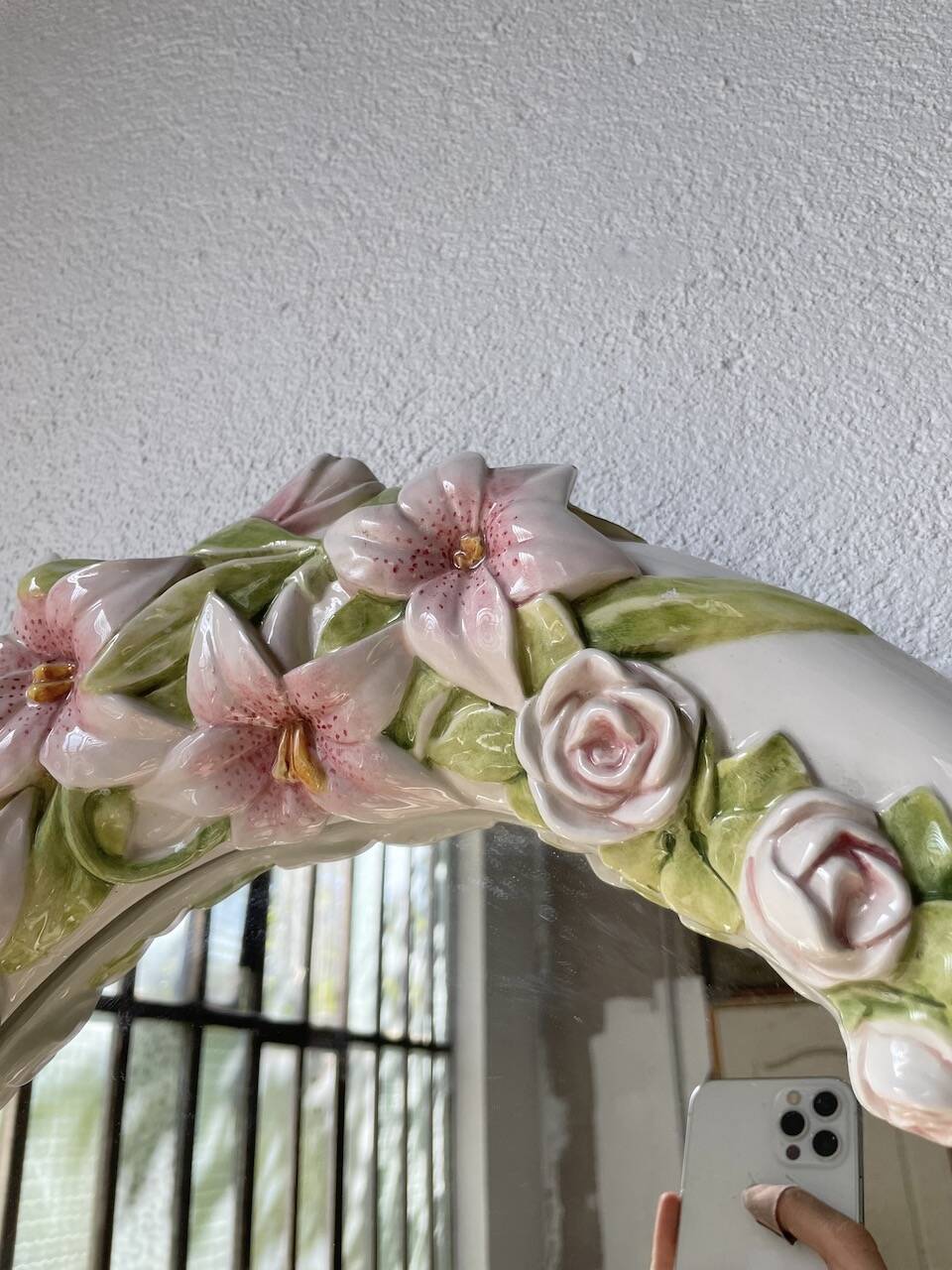 Italian style ceramic flower mirror