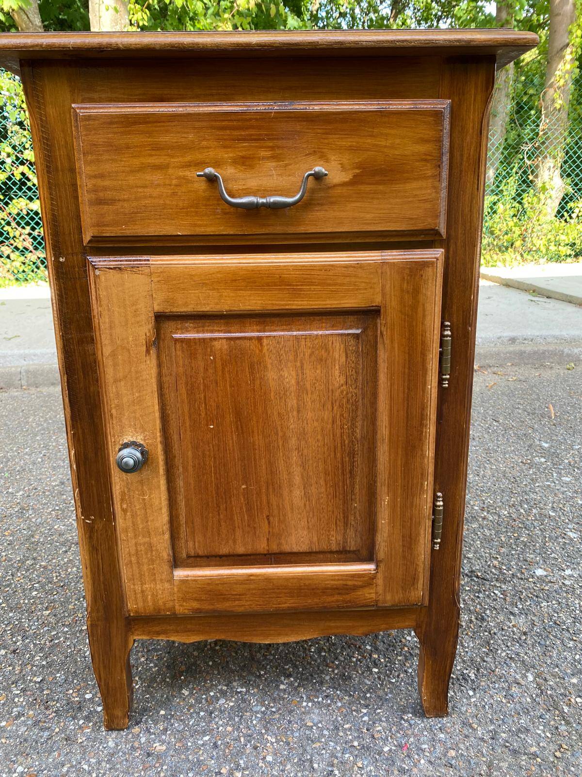 Louis XV wooden chest of drawers and bedside table